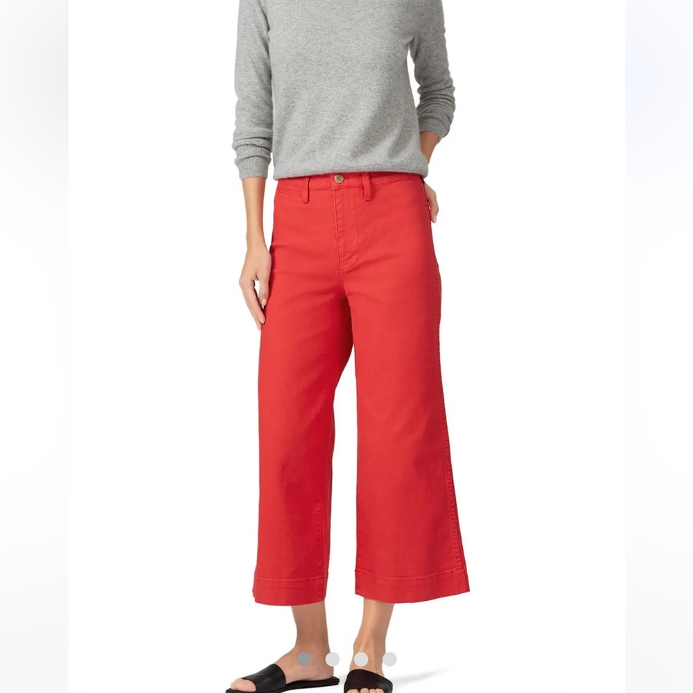 Madewell Red Wide-Leg Cropped Jeans